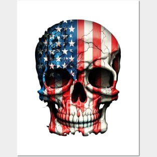 American Flag Skull Posters and Art